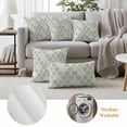 thumbnail image 5 of 2 Pack Outdoor Waterproof Throw Pillows, Sage Green Bohemian Geometric Decorative Square Pillow Case Patio Pillows for Chair Couch Sofa 18x18in, 5 of 9