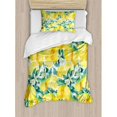 thumbnail image 3 of Modern Duvet Cover Set, Mature Lemon Citrus Tree Branches Vibrant Flourishing Season Watercolor, Decorative 3 Piece Bedding Set with 2 Pillow Shams, King Size, Forest Green Yellow, by Ambesonne, 3 of 3