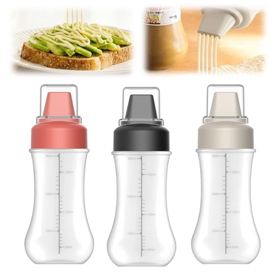 350ml Squeeze Condiment Bottle, 5-Hole Nozzle Sauce Dispenser with Dust Cover and Labels, Flexible PE Plastic Bottle for Ketchup Mustard and Oil, 7.5-Inch