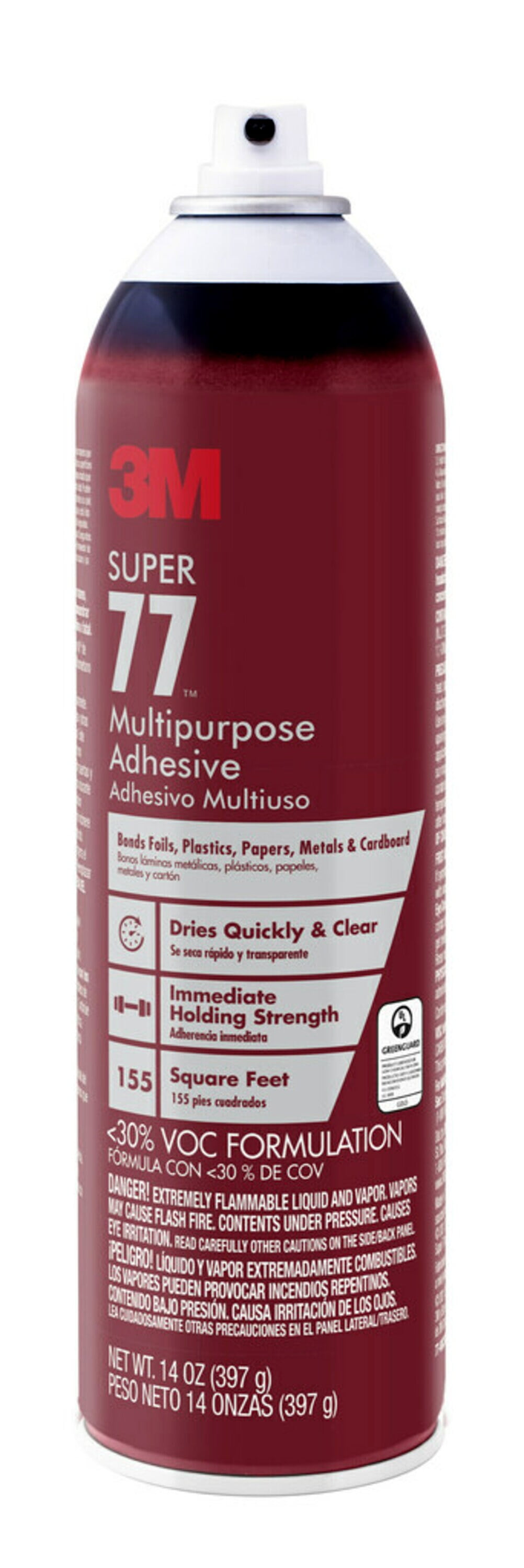 3 Pack 3M Super 77 Multi-Purpose Adhesive Glue Spray Can 374G BULK