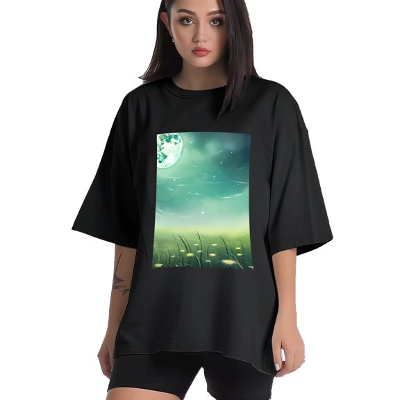 Plus Size Shirt for Women Black Tops for Women Short Sleeves Shirt for Women Night On The Prairie T Shirt Crewneck Shirt for Women XS