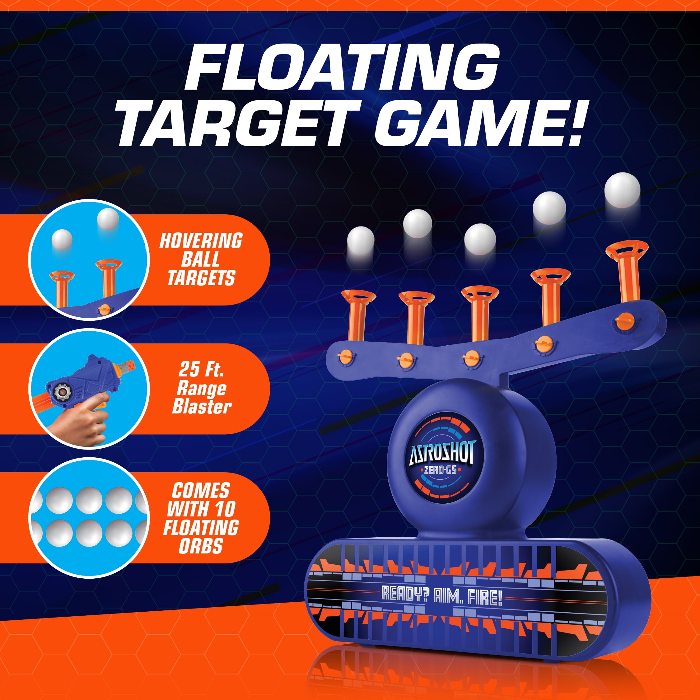 USA Toyz Astroshot Blaster Summer Indoor Hover Target Game with 10 Foam Darts, for Kids Ages 6+