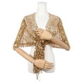 thumbnail image 3 of CHAL DE LENTEJUELAS INSPIRADORAS para Mujeres y Envolturas para Vestidos de Noche, Bufanda Brillante con Flecos para Fiestas de Boda, Dorado 66.9"x19.7", 3 of 6