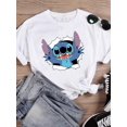 thumbnail image 1 of Disney Watercolor Lovely Style Short Sleeve Women Print Clothing Stitch Casual Tee Shirt Fashion Cartoon Graphic T-shirtsS Gao Jinjia LED, 1 of 2