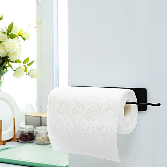 Portarrollos magnético ondulado para papel de cocina y baño (sin taladro), de hierro blanco, 30 x 6 x 6,7 cm, para ahorrar espacio en el refrigerador.