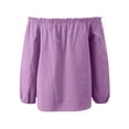 thumbnail image 2 of Frontwalk Ladies Tee Long Sleeve T Shirt Off Shoulder T-shirt Women Casual Pullover Solid Color Tunic Blouse Purple XL, 2 of 6