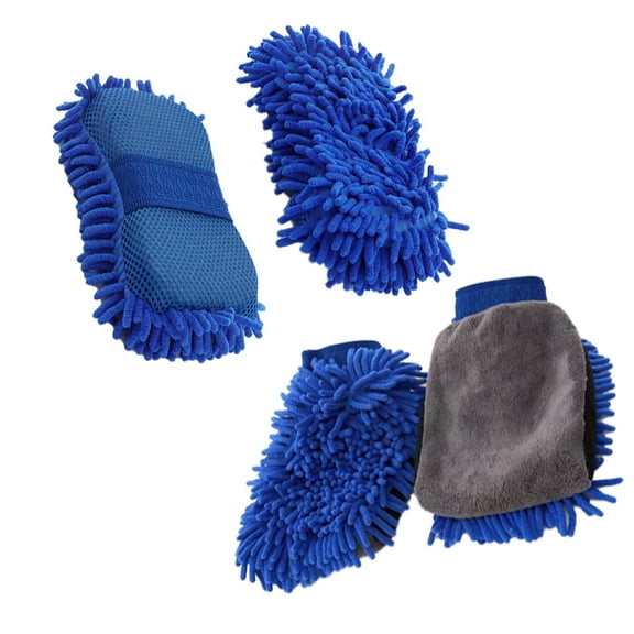 Microfiber Car Wash Sponge-Non Scratch Sponges-Two Sided Chenille Microfiber Wash Sponge，Mitt Ultra-Fine Fiber Car Wash Brush- 2pack