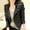 Black, variant on HWRETIE Trendy Women's Leather Zipper Motorcycle Biker Jacket Slim Punk Outwear Fashion Coat Casual Outerwear for Riding or Streetwear