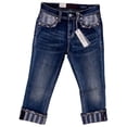 thumbnail image 4 of Grace in LA Women's Western Americana Star Embroidered Capri Cropped Stretch Jeans (25), 4 of 7