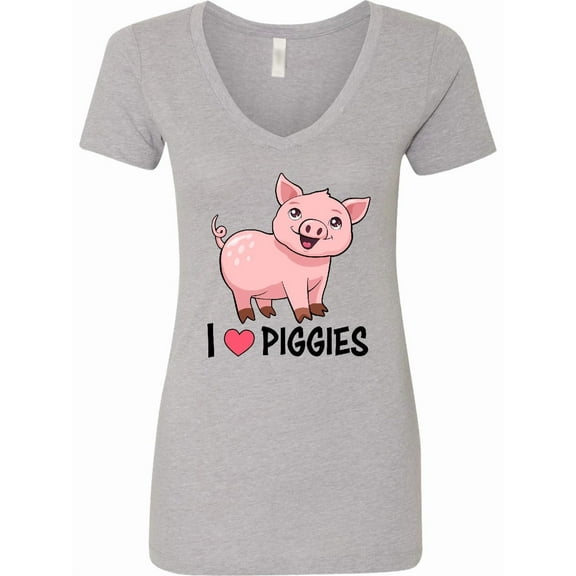 Inktastic I Love Piggies Cute Pig Women's V-Neck T-Shirt