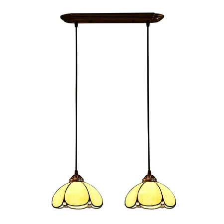 Geometric Stained Glass Chandelier - Bieye L10202 19-inches Bended Tiffany Style Stained Glass Ceiling Pendant Fixture with 2-Light Chandelier