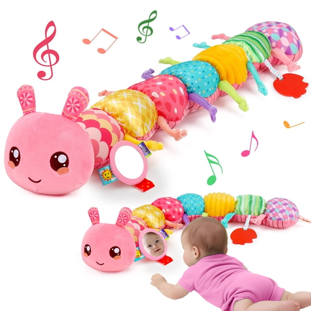 Trío de juguete con forma de oruga de peluche para niñas de 0 a 6 meses