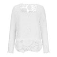 thumbnail image 4 of purcolt Women's Floral Lace Tops Dressy Casual Crew Neck Long Sleeve Slim Fit Tunic Tops Elegant Blouses Shirts Party Clubwear, 4 of 6