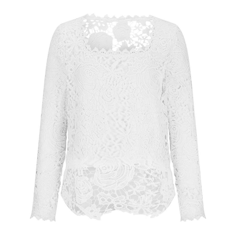 UYISJ Lace Tops for Women Dressy Casual Square Neck Long