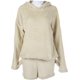 thumbnail image 5 of Womens Cute Fleece Pajamas Suit Hooded Sleepwear Meow Shorts Set (Beige,S), 5 of 5