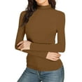 thumbnail image 3 of Turtleneck Tops for Women - Long Sleeve Shirts Stretch Slim Fit Fall Fashion Basic Underwear Top Winter Clothes 2025（Brown，S）, 3 of 10