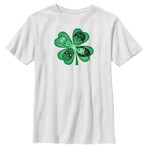 Boy's Marvel St. Patrick's Day Hero Four-Leaf Clover Graphic Tee White X Small