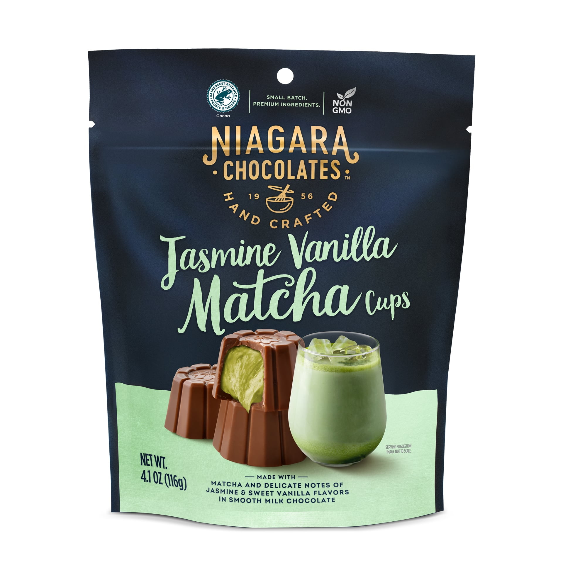 Niagara Chocolates Jasmine Vanilla Matcha Milk Chocolate Cups (4.1oz