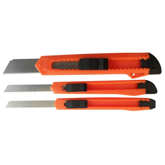 Regent Utility Knife Set, 3 Blade Retractable Blade Utility Knife 3 Piece Pack