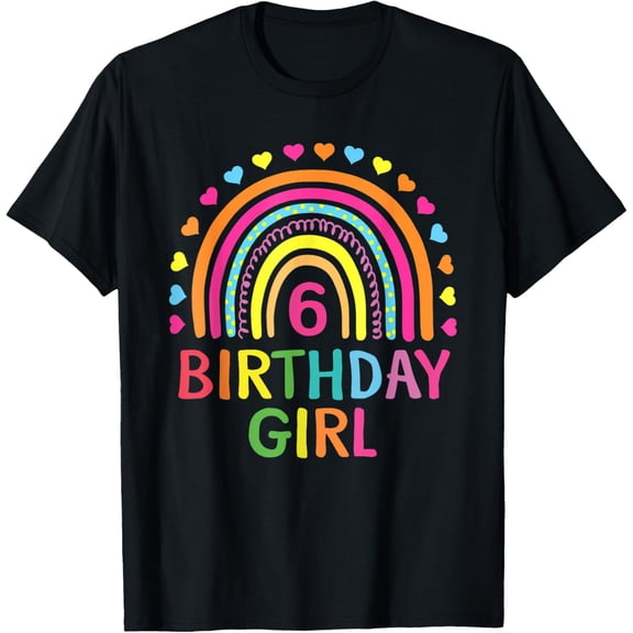 6 Years Old Rainbow Girls 6th Birthday Shirt For Girls Kids T-Shirt
