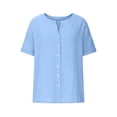thumbnail image 5 of Women's Casual Short Sleeve Button Down Cardigan Shirt Blouse Loose Fit Lightweight Summer Fashion Gift | CSEONE,Sky Blue XL, 5 of 8