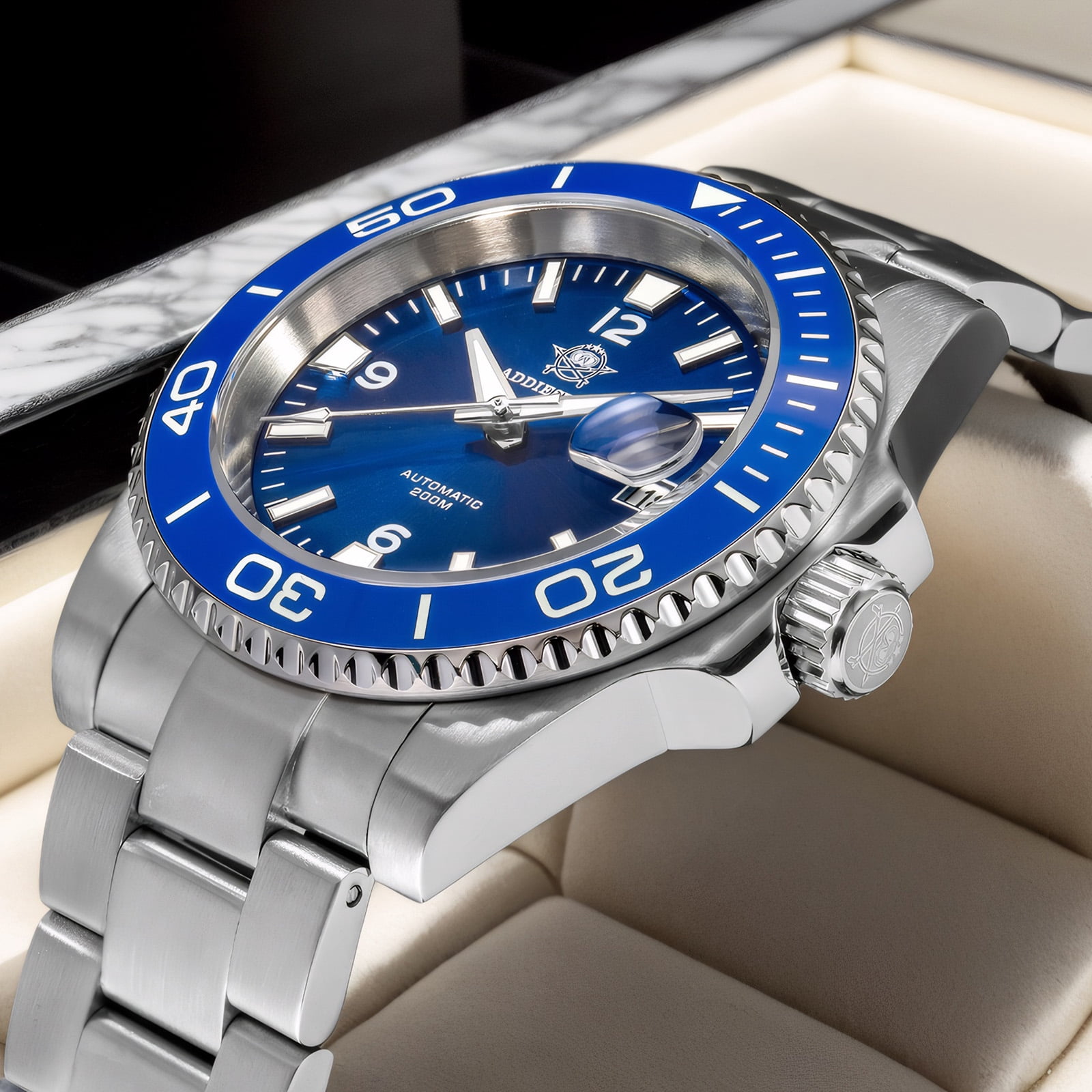 ADDIESDIVE Men's Automatic Diver Watch 200M Waterproof, Japanese Mechanical Movement, Sapphire Crystal & Ceramic Bezel, Super-LumiNova BGW9/C3, Stainless Steel Dive Watch