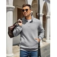 thumbnail image 4 of COOFANDY Mens Quarter Zip Pullover Quilted Sweatshirt Knit Long Sleeve Mock Neck Sweater Polo with Pocket, 4 of 6