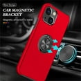thumbnail image 2 of for iPhone 13 Case with Ring Stand, 360° Rotatable Ring Holder Magnetic Kickstand, 2-Layer Heavy Duty Shockproof Rugged Hybrid Hard PC Soft Rubber Case for iPhone 13, Red, 2 of 7
