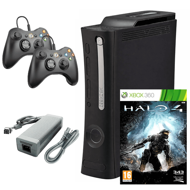 Console Xbox 360 Elite Restaurada avec 2 Manettes Retrofam et Halo 4