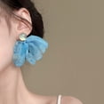 thumbnail image 4 of SmartBy Women Mesh Petal Drop Earrings Handmade Large Chiffon Floral Dangle Earrings Vintage Stud Earrings for Vacation Wedding, 4 of 7