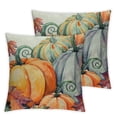 thumbnail image 2 of Acheng Fall Pumpkin Pillow Covers Watercolor Gray Orange White Autumn Harvest Decorative Outdoor Throw Pillows Rustic Pillow Case Square Cushion Cover Decor for Home Sofa Couch Bed,Set of 2 White, 2 of 6