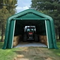 thumbnail image 3 of Summit Living 11 x 28 x 8.4 FT Green All-Weather Outdoor Portable Storage Shed, Steel Peak Style Canopy Carport, Agricultural Storage Shelter Tent, 3 of 9