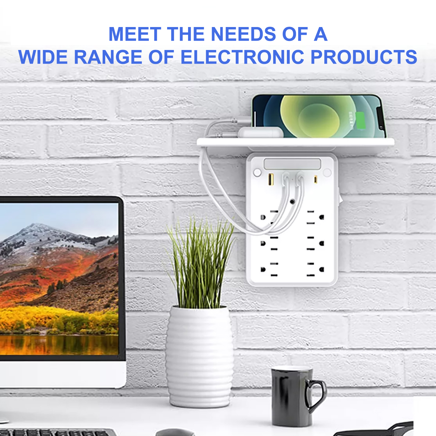 OGEDNAC 6-Outlet Surge Protector with 4 USB Ports and Night Light photo 7