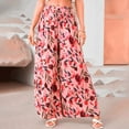 thumbnail image 5 of eileial Women Wide Leg Pants High Waisted Floral Boho Palazzo Culottes Casual Flowy Tie Knot Trousers with Pockets,Hot Pink XXL, 5 of 6