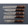 thumbnail image 2 of Handmade Damascus chef knife set of 5 pcs with Rosewood handle gift for Husband kitchen knife groomsman gift Birthday gift wedding gift, 2 of 10