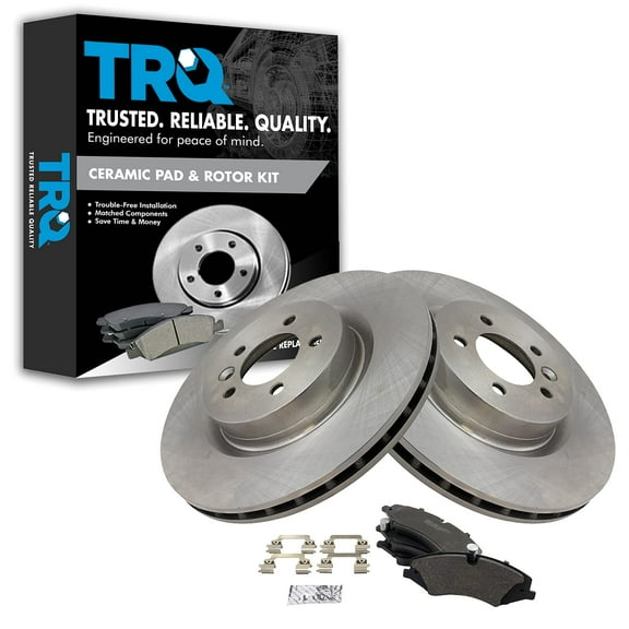 TRQ Front Brake Pad & Rotor Kit Brake Pads Brake Rotor Ceramic Fits Select 2017 Land Rover Discovery 2010-2016 LR4 2014-2017 Range Rover 2011-2017 Range Rover Sport