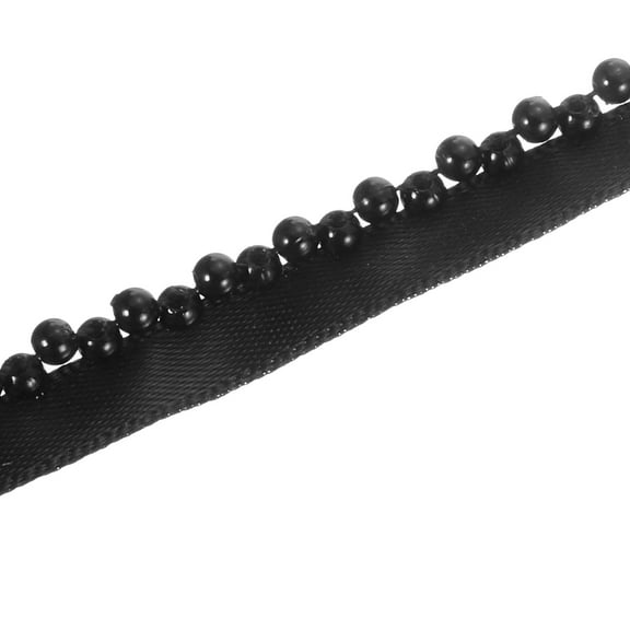 Uxcell 5 Yard 3mm OD 0.47" Wide Faux Pearl Lace Ribbon Black 5Pack