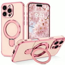 DUEDUE iPhone 16 Pro Max Case with stand 6.9", Compatible with Mag-Safe, Full Camera Shockproof Magnetic Case for iPhone 16 Pro Max , Pink
