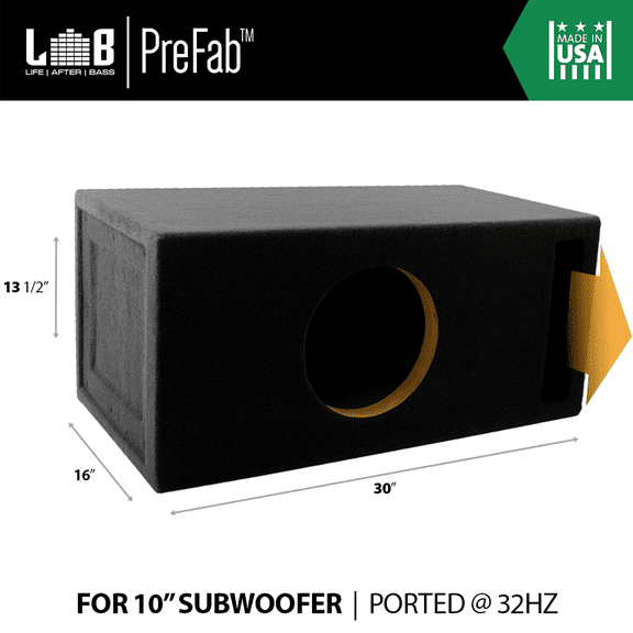 2 ft³ @ 32Hz Ported MDF SQ/SPL Enclosure Box for Single 10" Car Audio Subwoofer