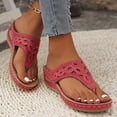 thumbnail image 4 of Crunowin Women's Wedge Heel Flops, Plus Size Beach Style Sparkly Design Warm Weather Sandals Red, 4 of 8