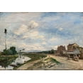 thumbnail image 2 of Jongkind, Johan Barthold 14x11 Black Ornate Wood Framed with Double Matting Museum Art Print Titled - The Seine at Bas-Meudon, 2 of 4