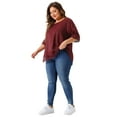 thumbnail image 3 of DARING DIVA Women's Plus Crew Neck Lace Crochet Short Sleeve Blouse 2X Burgundy, 3 of 6