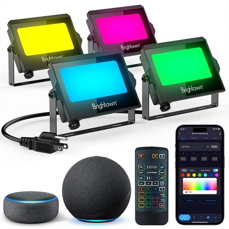 

Smart WiFi LED Flood Lights Outdoor 36W 2700K RGBW Color Changing Landscape Lights 16 Million Colors Stage Light with Remote APP & Alexa Voice Control IP66 Waterproof Flood Light (Multicolor)