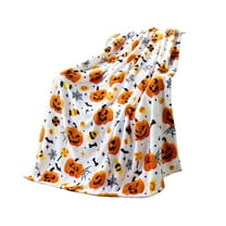 Halloween Pumpkin Throw Blanket Reversible Candies Bat Spider Webs Print Fall Fleece Throw Blanket, Surper Soft Plush Warm Cozy Blanket for Couch Sofa, Halloween Harvest Gifts and Orange Home Decor