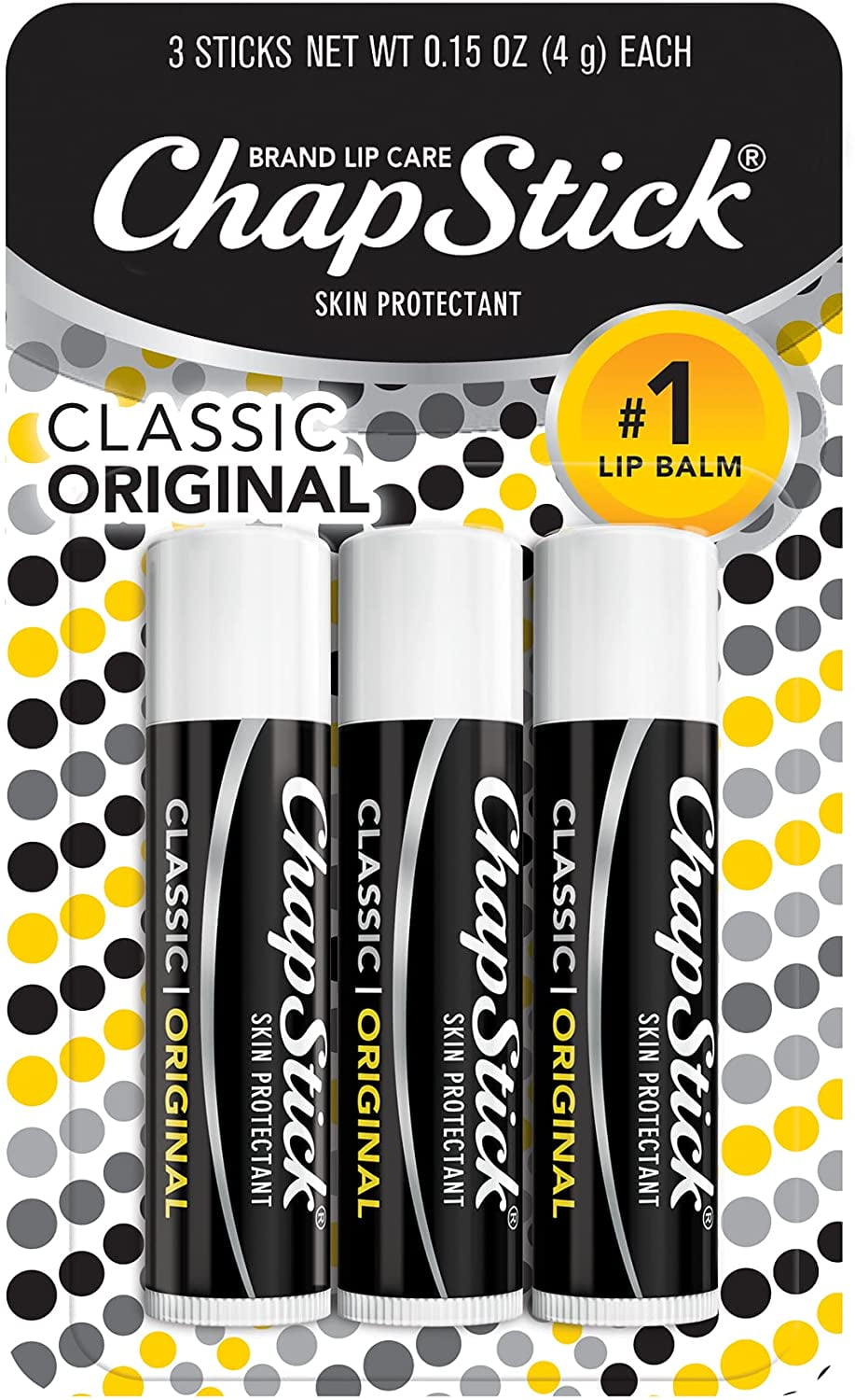 ChapStick Classic (Regular Flavor, 0.15 Ounce, 3 Sticks) Lip Balm Tube