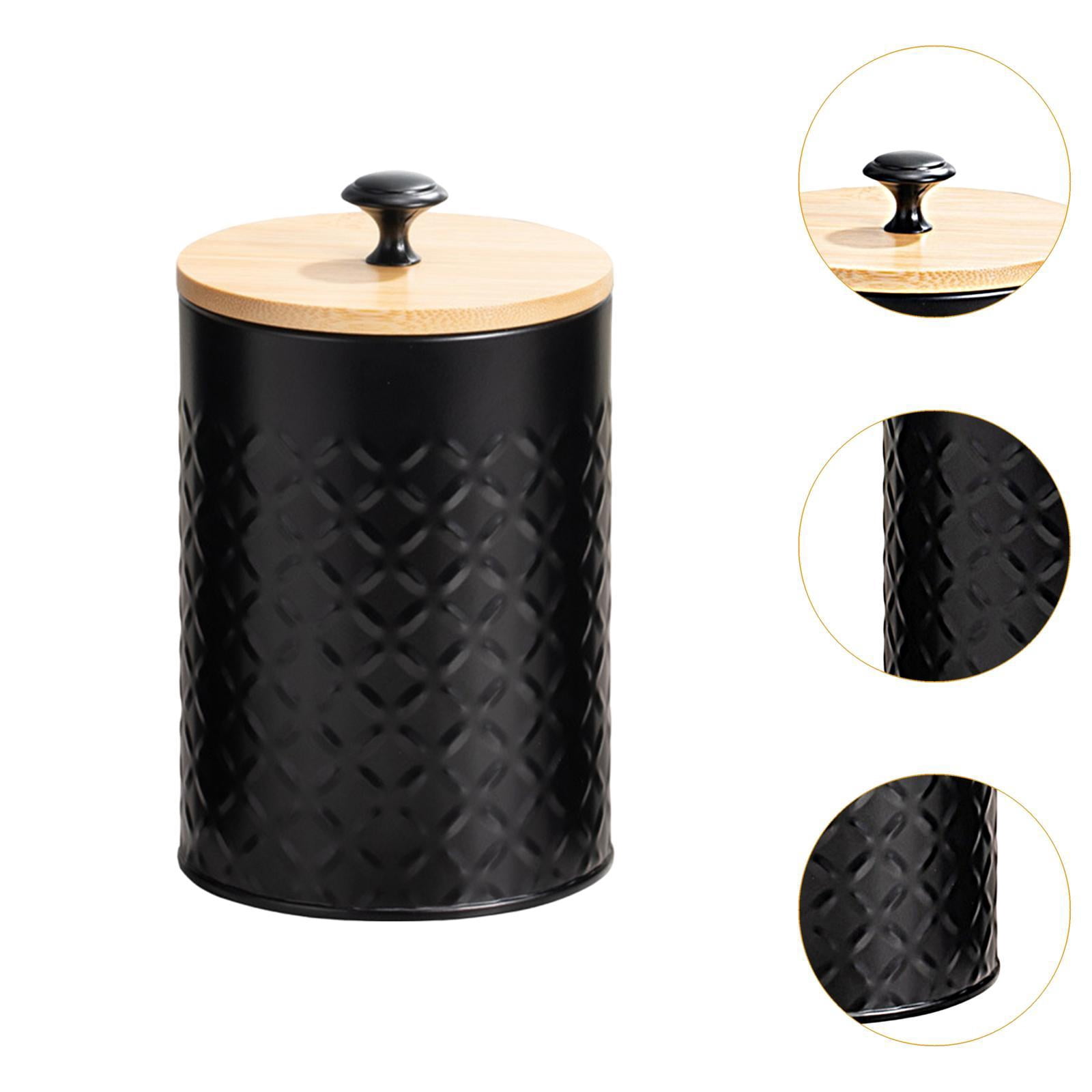 jicheng 3 Pieces Coffee Tea Sugar Container Kitchen Canister Set for Tea Candy Flour black