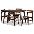 thumbnail image 2 of Baxton Studio Eleri 5 Piece Adult Mid-Century Polyester Dining Table with Chair Light Beige, 2 of 8