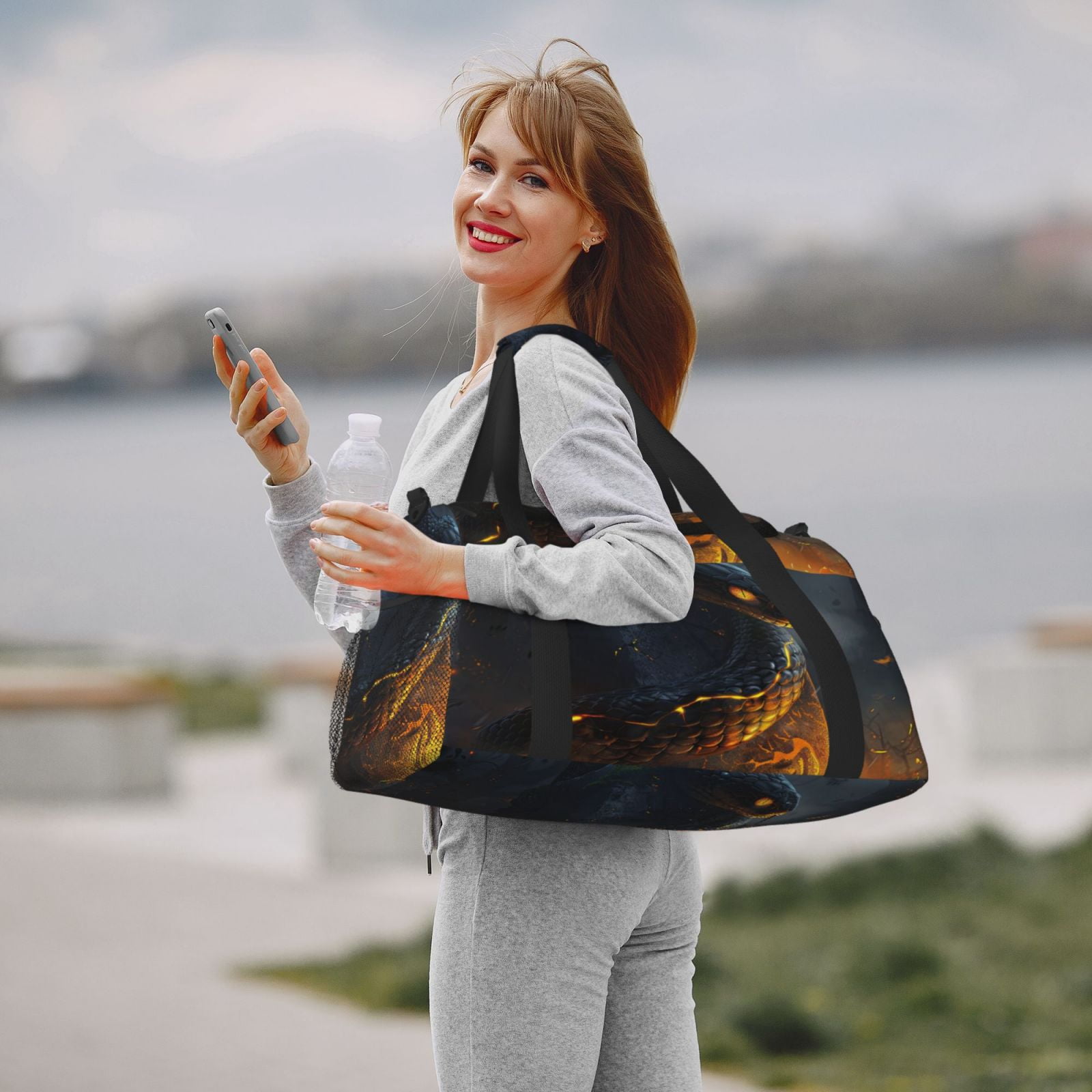 Fuzoiu Glowing Snake Dark Forest Print Travel Duffle Bag,Carry On Tote Bags,Duffel Bag,Sport Gym Bag, Hospital Bag for Labor and Delivery, Overnight Bag,Luggage Bag