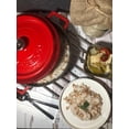 thumbnail image 3 of LAVA 3.7 Quart Enameled Cast Iron Braiser: Multipurpose Stylish Round Dutch Oven Pot with Enameled Black Interior and Trendy Lid (Red), 3 of 10