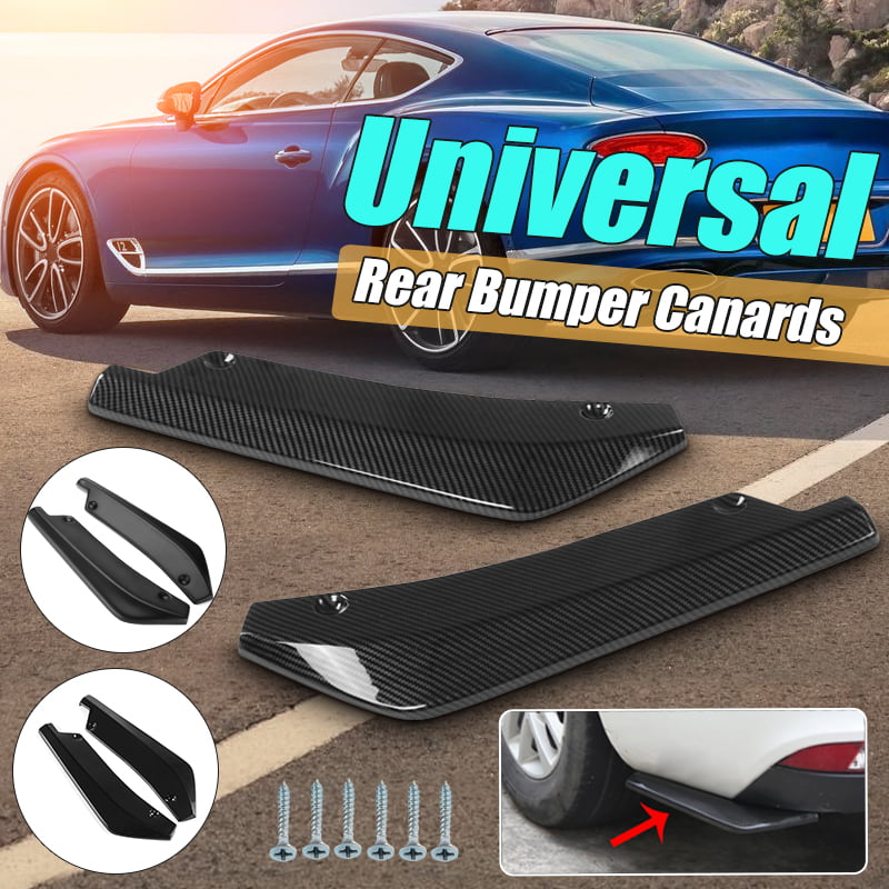 2 pcs Universal Carbon Fiber Rear Bumper Lip Diffuser Splitter Canard Protector